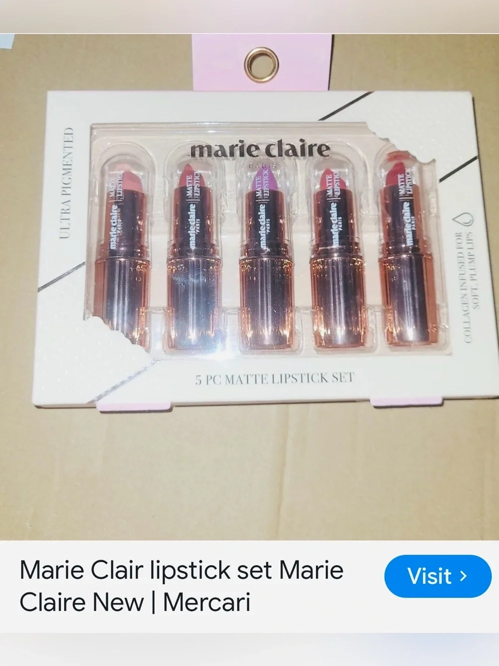 #2811**marie claire 5-Piece Matte Lipstick Set - Nude & Pink Shades